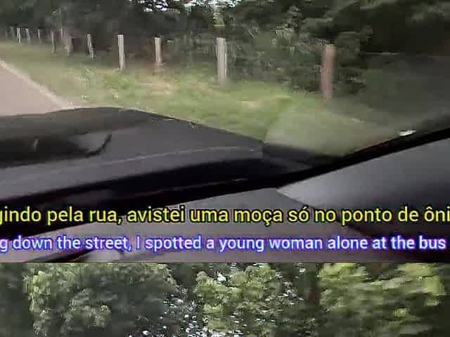 A risky masturbation session in the street for a student who was at the bus stop.