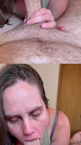 Sucking his big cock so I can get fucked