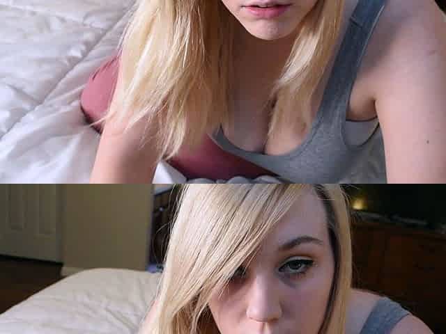 Horny busty blonde babe with big boobs