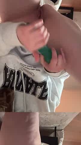 Blonde girl plays with her wet pussy until she squirts all over the floor