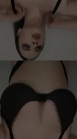 Breast Play in a Ebony Brassiere