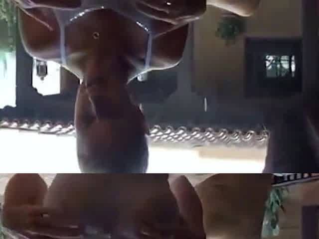 Blonde Amateur MILF Gives Blowjob in the Rain