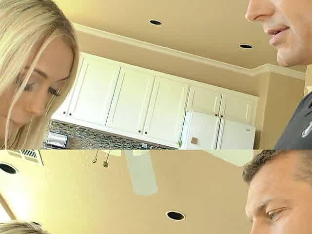 Raunchy Persuasive Golden-haired Screws Her Probation Officer In Kitchen