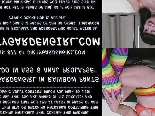 Dirtygardengirl in rainbow panties large sextoy in butt & anal prolapse