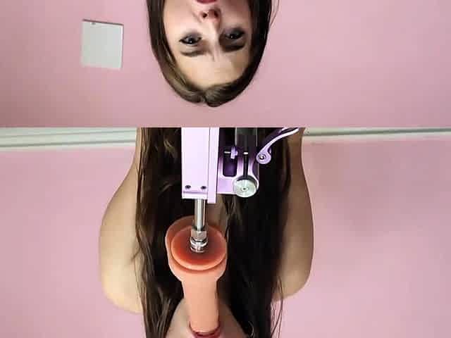 Big-Titted Brunette Fucks Herself with a Thrusting Dildo