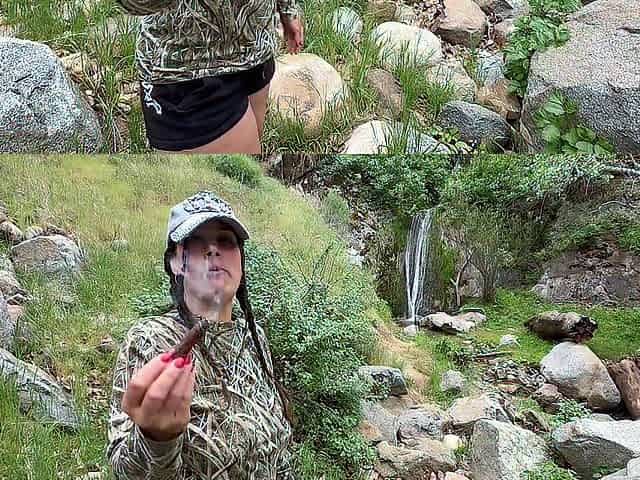 Pissing in a waterfall