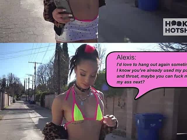Hawt ebony gal Alexis Tae meets man online for coarse anal