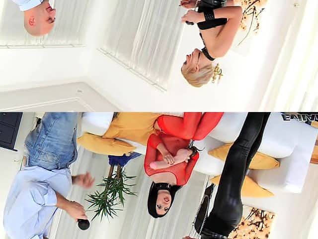 Naughty strapon anal banging with two lovely hot ass ladies in action