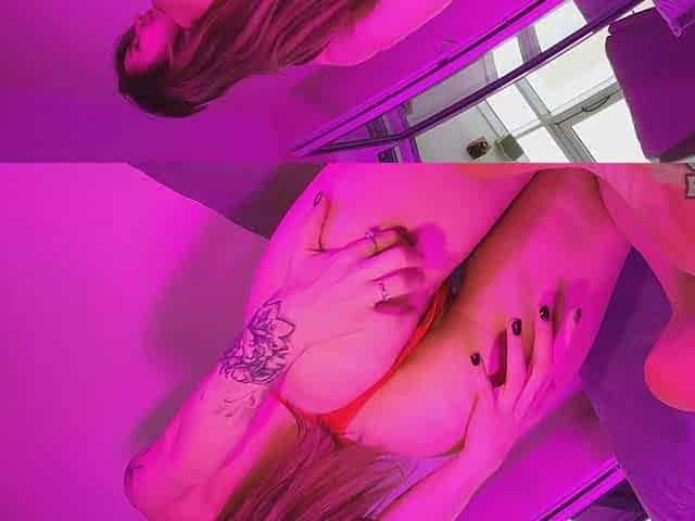Tattooed teen Melonie explores her natural assets in a steamy solo session