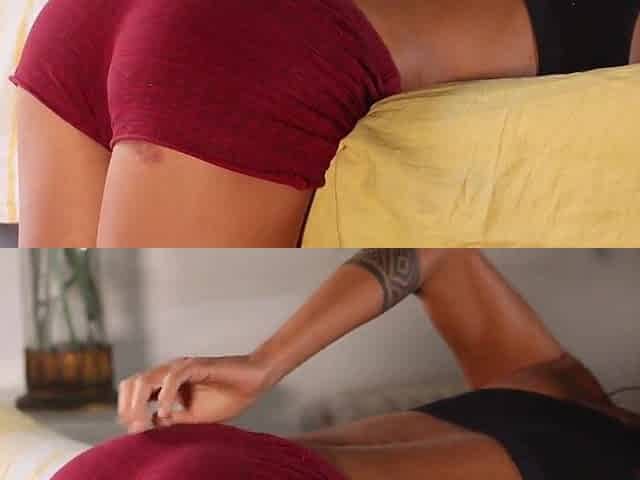 Red Shorts Trouble on the Bed - Don't miss this booty