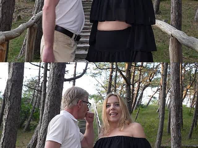 Couple engaged in passionate sex right in the forest