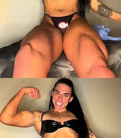 Sexy brunette babe with big cock jerking in solo