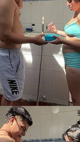 I Help My Sexy Big Ass Stepsister Clean up in the Yard in Exchange for Giving Me a Nice Blowjob and Ending up Fucking Her Hard