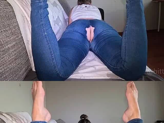 Farting throughout a gap in my jeans. FULL CLIP on my Onlyfans