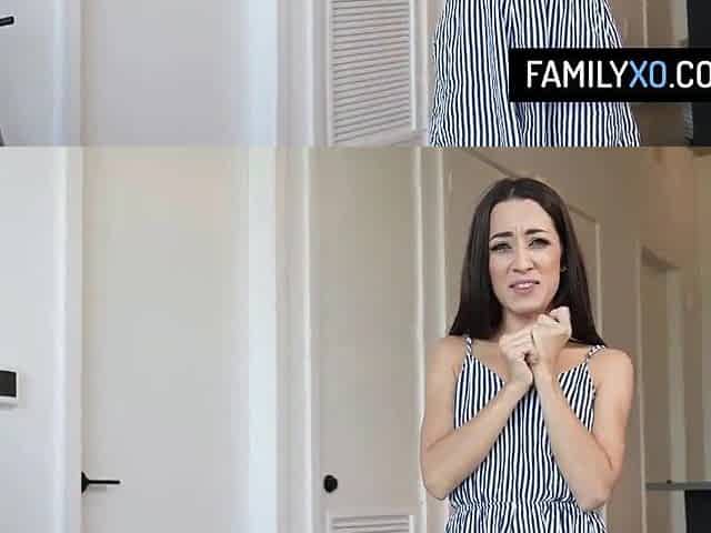 Brunette hair playgirl twat was also constricted for his stepdad's penis
