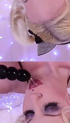 Solo Blonde Dildo Play