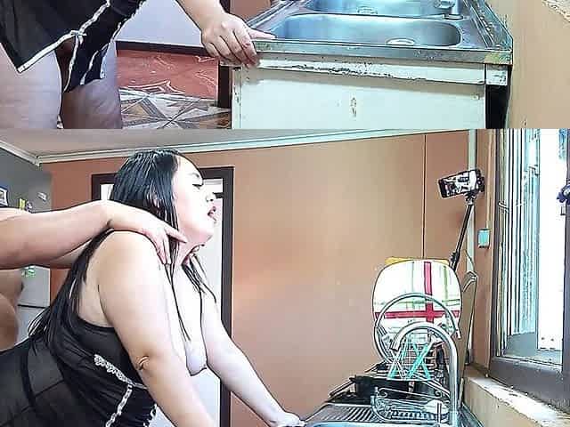 My Big Ass Stepmother Couldn't Resist in the Kitchen - Real Amateur Sex.