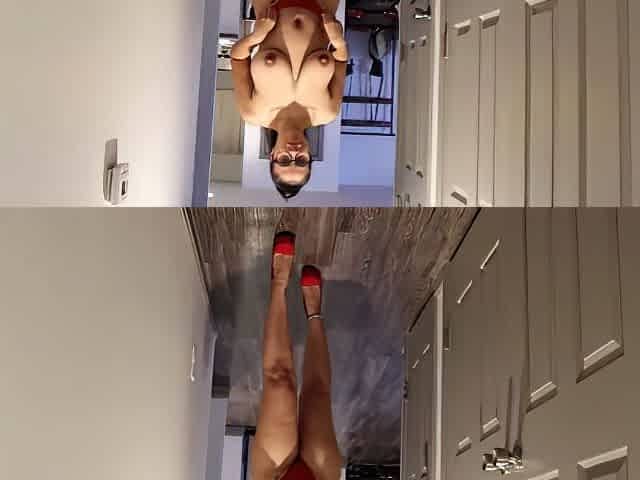 Real Amateur Milf With Red Hills And Red Thong Masturbating In The Living Room Part 1