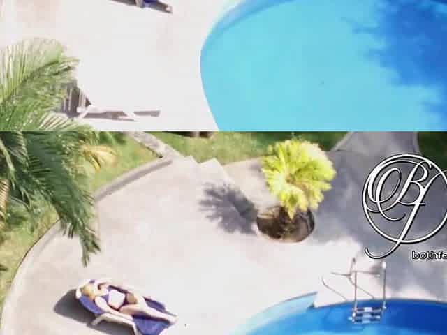 Spying my hawt mother I'd like to fuck neighbour by the pool, voyeur fetish
