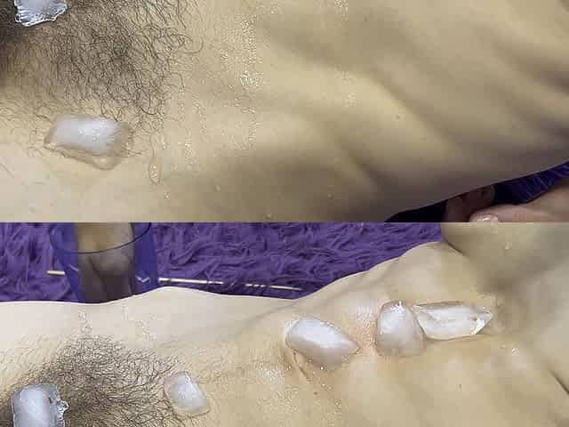 Ice Cubes sliding down my naked body