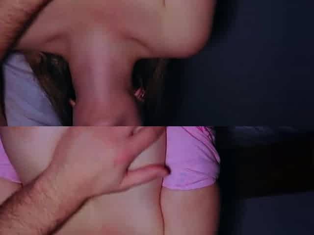 Big Tits in Pink PJs Covered in Cum