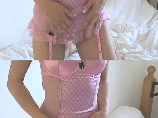 Super Hot Young Brunette Takes Her Pink Lingerie off