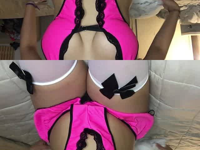 Exotic Beauty Wearing a Pink Outfit Touching Herself All Over