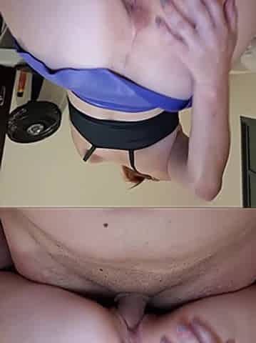 Redhead Getting a Spanking on the Butt While Sitting Comfortably and Getting a Finger in the Butt