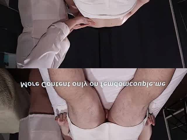 Breasty nurse massages the entire body of the patient
