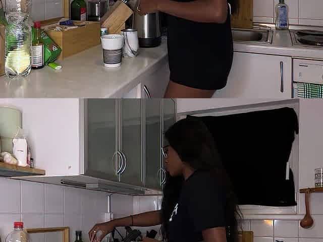 Black Nicole Kitt Gets Screwed in Kitchen By BWC Until That babe Squirts Cream
