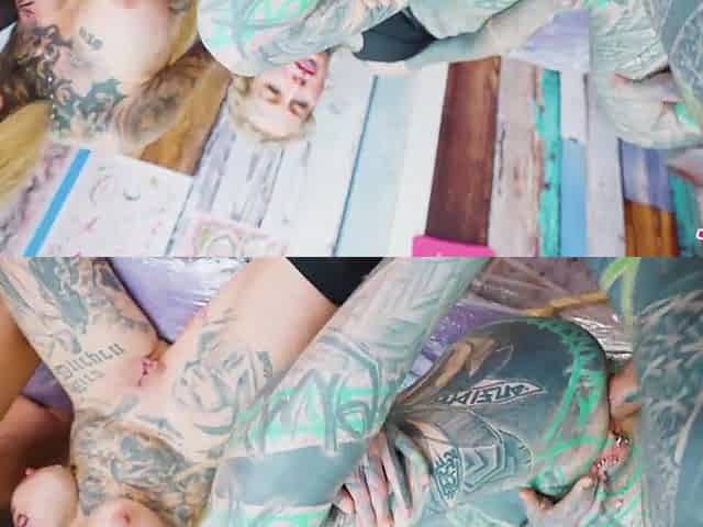 Tattooed Pair Bang With Large Ramrods Perky Gets Inked Foursome