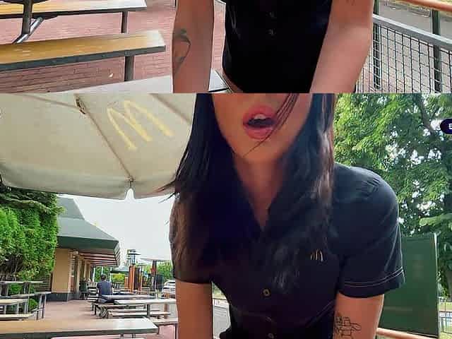 Risky public sex in the throne-room. Drilled a McDonald's worker cuz of spilled soda! - Eva Soda
