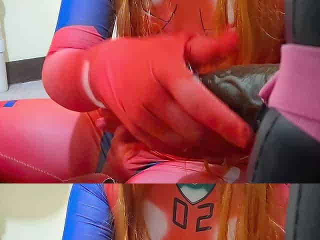 Plugged Chubby Butt Femboy with Asuka Cosplay Anal Breed and Screwed Doggy style