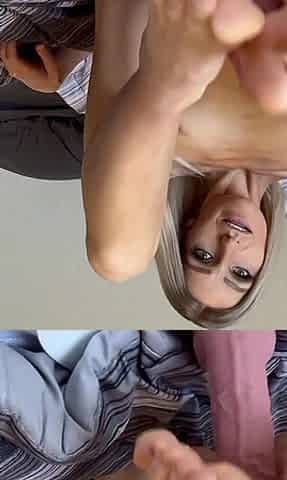 Barefoot Blonde Skinny MILF High Arches Long Toes Foot Job