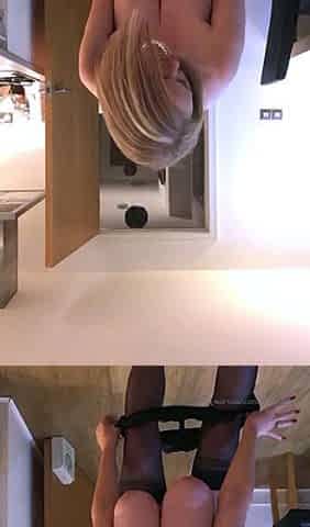 Non stop blonde with big boobs cock jerks off on the bed