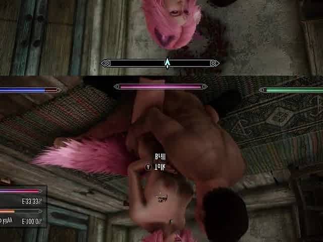 Skyrim: Neko Angel riding a john untill this guy cums in her soft cunt