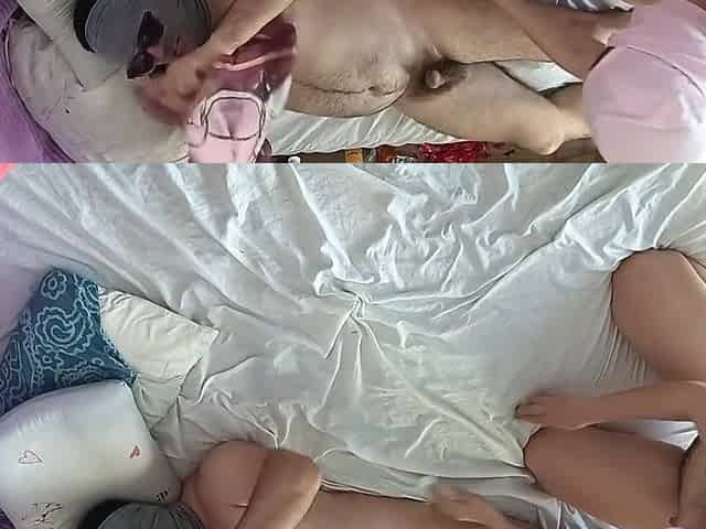 Foreplay In The Bedroom With An Amateur Couple. Amateur Milf Does Naked Yoga, Hairy Pussy, Big Ass, Big Tits