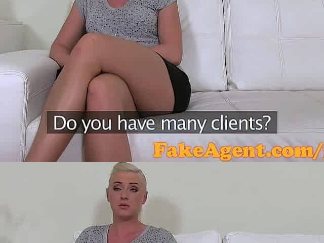 FakeAgent Sexy blond gets sprayed with Semen in Casting interview