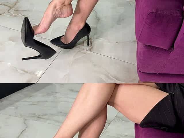 Dangling with Classic Black High Heels Without the Help of Hands
