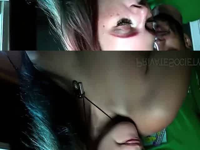 Hot brunette big boobs toying pink pussy