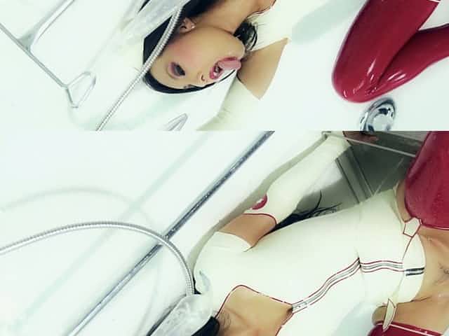 Kinky Asian Nurse In Latex Fucking Her Pussy And Ass