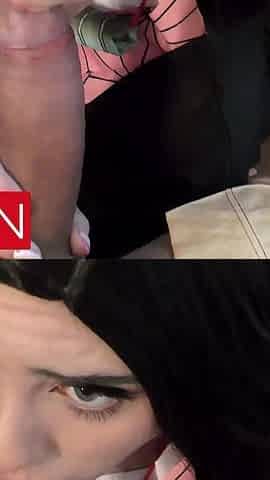 Triple Cumshot Threesome W Cosplaying Stepdaughter Melody Marks - Porno Dan 4K