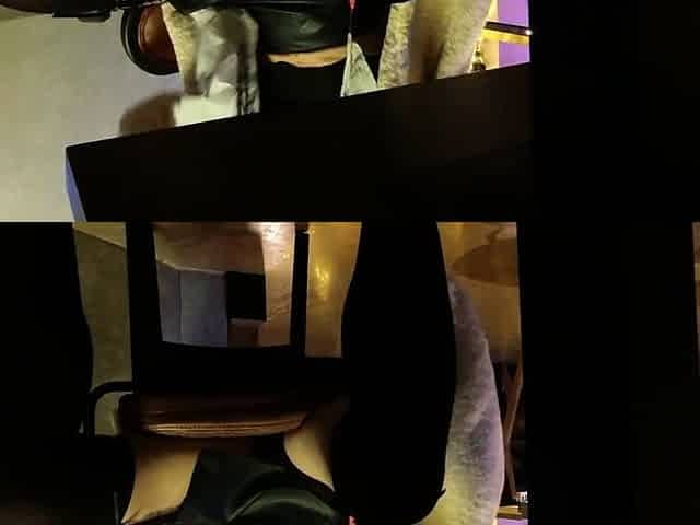 Flashing boobs and pussy in a cafe. No panties, upskirt in