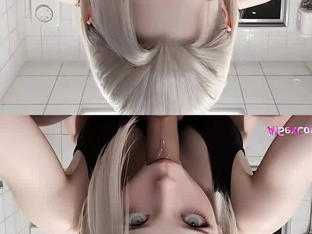 Busty beauty gets fucked her moans echo off glowing tiles AI