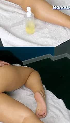 Solo Jerking off in Massage Room. Masseur Play His Dick While Massage MILF Customer and Cumming on Her Wide Hips