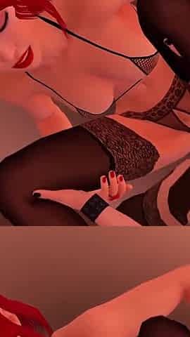 Goth Girl Fucks a Hot Redhead with a Strap on