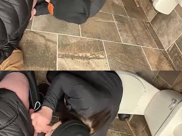 Sneaky Restroom Sex and Open Invite with Hotel Door Open
