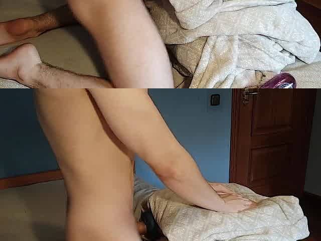 Fit stud hip thrusting his pocket vagina ends cumming inside with loud groaning