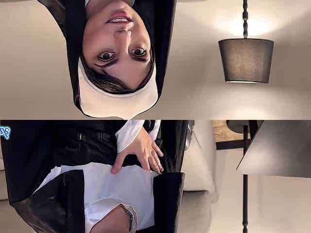 SEX on the table with BLASPHEMOUS BUSTY NUN cum on pussy