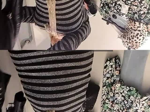 Big-tit milf publicly masturbates in a changing room